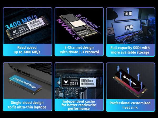 Acer Predator GM3500 PCIe NVMe M.2 2280 SSD 512GB R:3400MB s W:1800MB s PCIe Gen3x4 3D Nand TLC 国内5年保証・翌日配達 送料無料