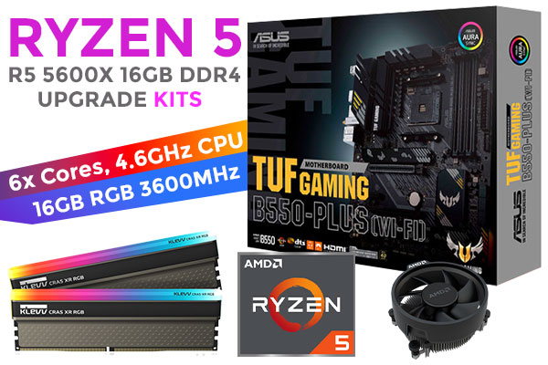 AMD RYZEN 5 5600X TUF B550-PLUS Wi-Fi 16GB RGB 3600MHz Upgrade Kit