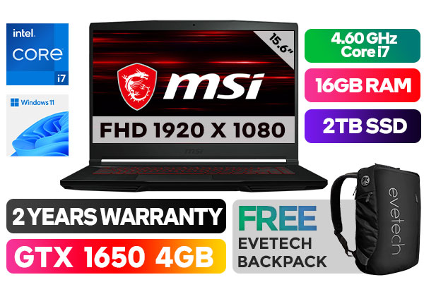 11SC　1650　With　2TB　Core　Thin　Laptop　MSI　Gaming　GTX　GF63　i7　SSD