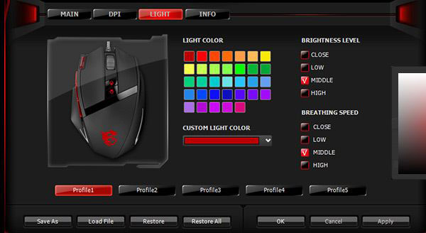 can you change the color of an msi interceptor ds b1