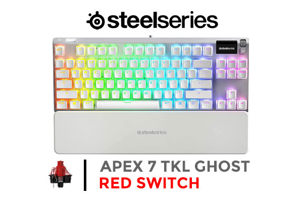 SteelSeries Apex 7 TKL Ghost Mechanical Keyboard Red Switch