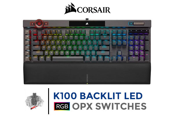 K100 RGB Optical-Mechanical Gaming Keyboard — CORSAIR OPX Switch — Black
