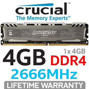 Crucial Ballistix LT 4GB DDR4 Memory 