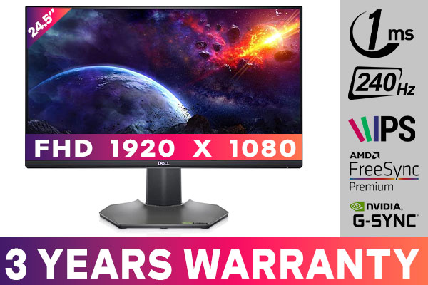 Dell 240Hz Gaming Monitor 24.5 Inch Full HD Monitor with IPS Technology,  Antiglare Screen, Dark Metallic Grey - S2522HG