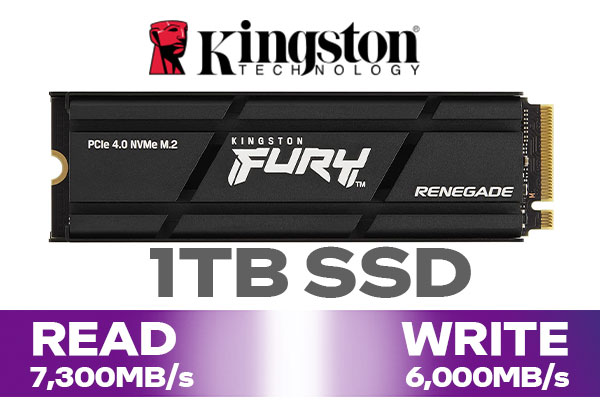 Kingston 500GB 1TB FURY Renegade PCIe 4.0 NVMe M.2 2280 SSD Read Speed  7300MB/s