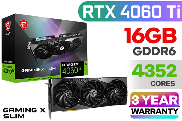MSI GeForce RTX 4060 Ti Gaming X 16G Graphics Card - NVIDIA RTX 4060 Ti,  16GB GDDR6 Memory, 18Gbps, PCIe 4.0, Twin Frozr 9, RGB, DLSS3