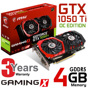 MSI GeForce GTX 1050 Ti Gaming X 4GB