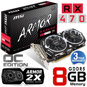 MSI Radeon RX 470 ARMOR 8GB GDDR5 OC 