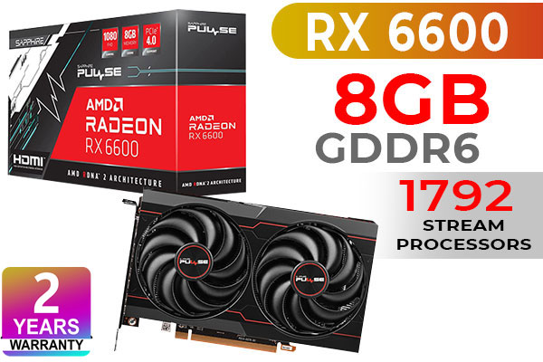 SAPPHIRE PULSE Radeon RX 6600 8GB GDDR6 PCI Express 4.0 ATX Video Card