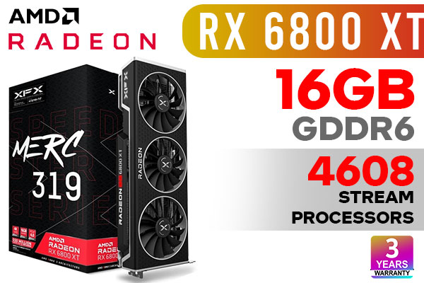 XFX RX-68XTALFD9 SPEEDSTER MERC 319 AMD Radeon RX 6800 XT CORE Gaming  Graphics Card with 16GB GDDR6 HDMI 3xDP, AMD RDNA 2