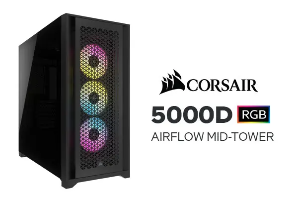 Corsair 5000D RGB Mid-Tower Case - 3X AF120 RGB Fans - Lighting Node PRO -  High-Airflow Design - RapidRoute Cable Management - Black